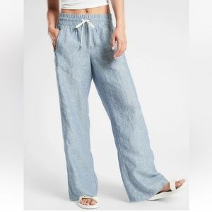 ATHLETA Cabo Linen Wide Leg Pant Lightweight | Chambray Blue